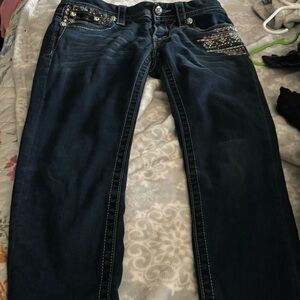 Miss Me Women's Dark Blue Skinny Jeans with Embellished Pockets